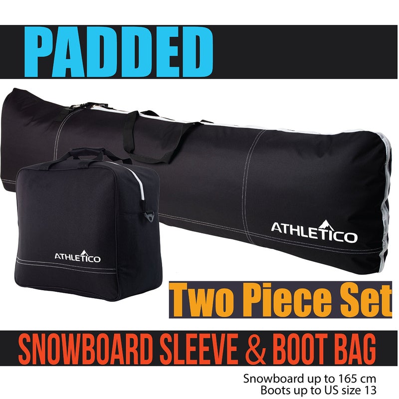 Athletico Padded Two-Piece Snowboard and Boot Bag Combo | Store & Transport Snowboard Up to 165 CM and Boots Up To Size 13 | Includes 1 Padded Snowboard Bag & 1 Padded Boot Bag (Black) - Image 5